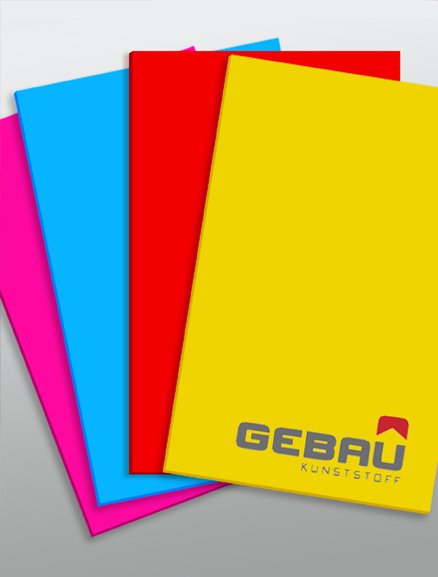 Фото материала для рекламы Ударопрочный полистирол GEBAU, цветной