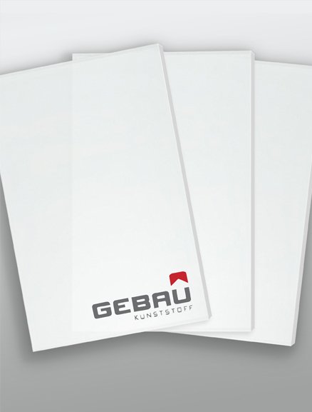 Фото материала для рекламы Ударопрочный полистирол GEBAU, белый, черный